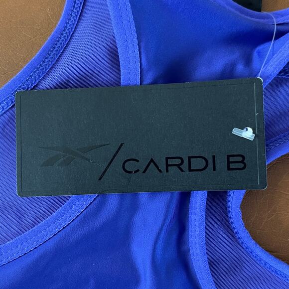Reebok x Cardi B NWT One Shoulder Crop Tank Top Ultima Purple Large Racerback - Picture 6 of 10